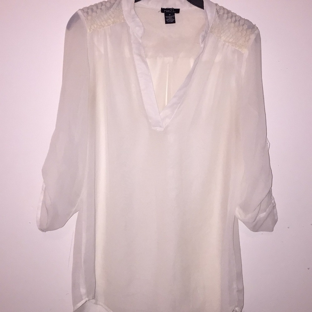 Sheer 3/4 length sleeve tunic top